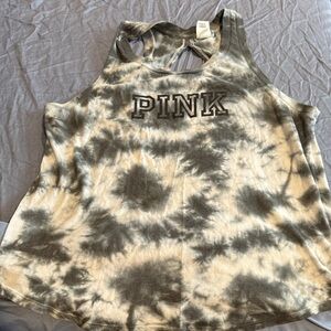 PINK Victoria's Secret Gray Tie-Dye Tank Top
